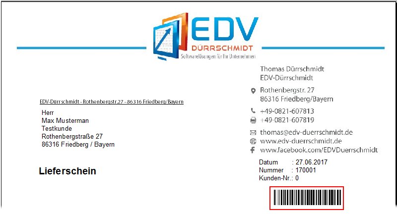 Barcode im Lieferschein